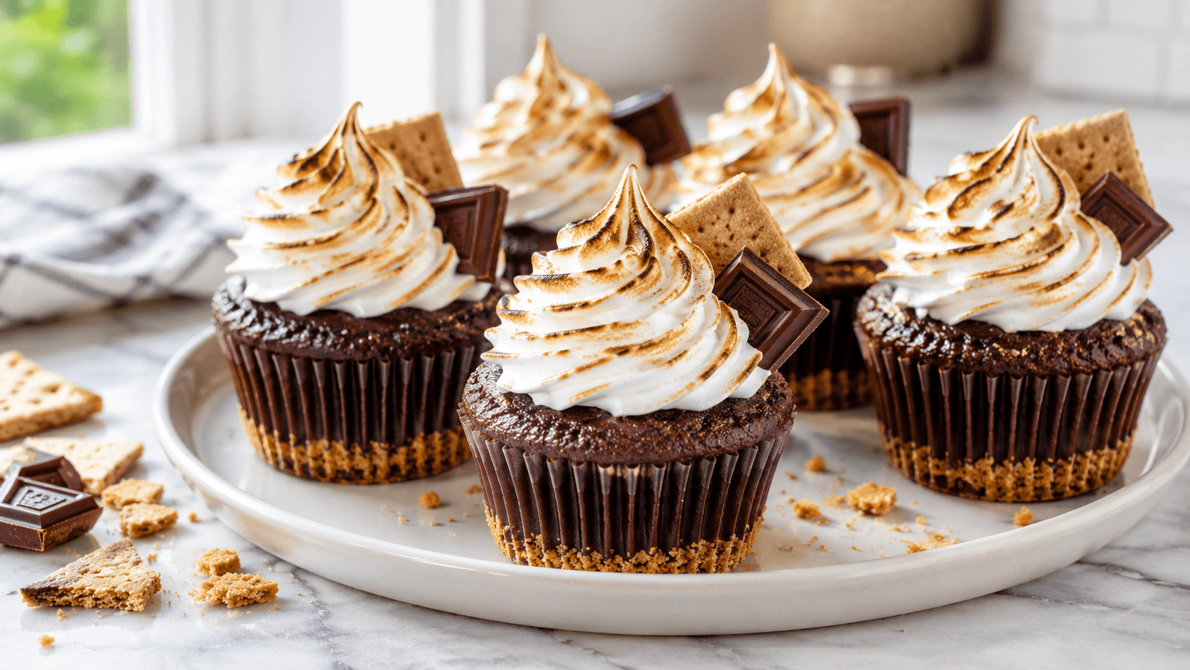 S'mores Cupcakes with Marshmallow Filling (No Campfire Needed)